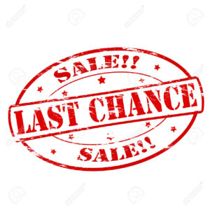 Stamp that says Sale! Last Chance!